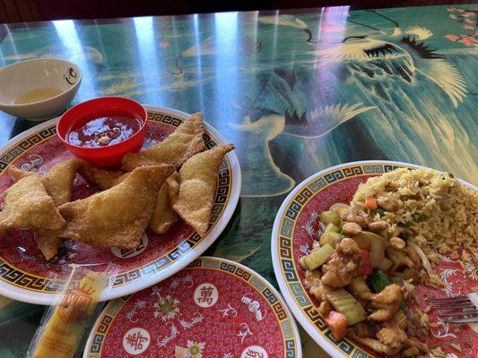 Crab Rangoon, king PAO chicken