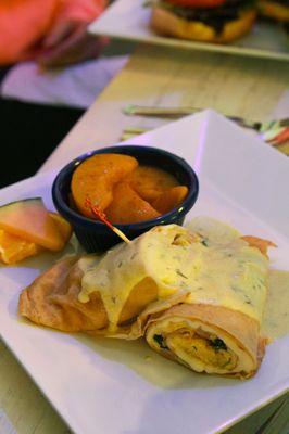 Blue Crepes- spinach, ham, swiss cheese, topped with bernaise sauce