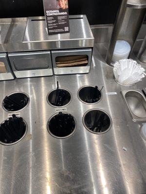 Dirty plastic ware area