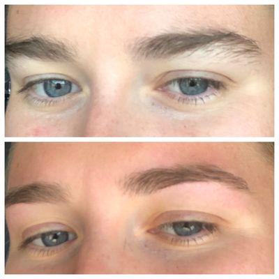 Before & after eyebrow threading from The Threading Lounge.