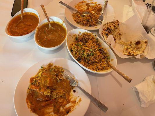 Chicken Tikka Masala, Butter Chicken, Garlic Naan, Chicken Biryani