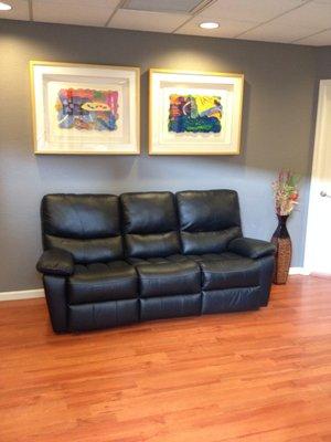 Waiting room with recliners for family and friends waiting for patients