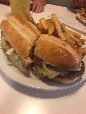 Steak sandwich and fries