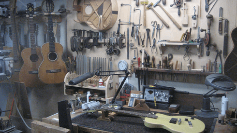 The main workbench at Harrison's old shop.