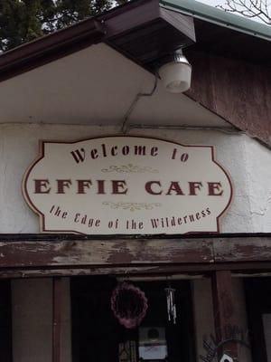 Effie Cafe sign on the front of the building.