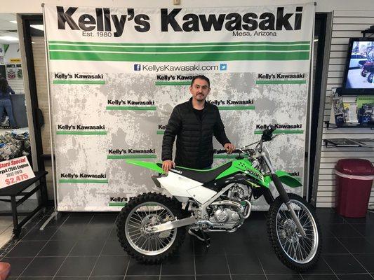 Ivan picked himself up an early gift for the holidays! This 2018 #Kawasaki #KLX140G! Thank you so much for your business and ...