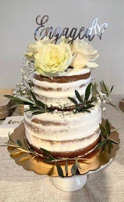 Two-tier bare/naked frosted engagement cake!