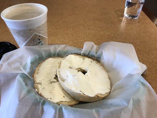 Bagel and vanilla latte