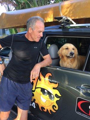 Owner of SunGuard, Peter with his faithful and always present sidekick, Griffith.