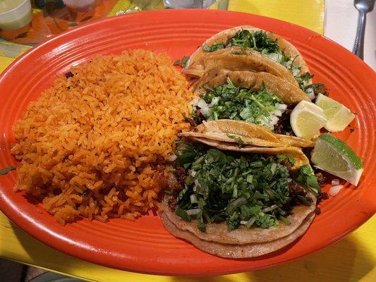 Chorizo Street Tacos and Mexican Rice