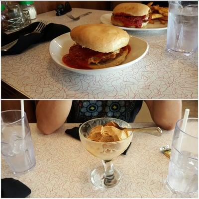 Chicken parm and coffee gelato