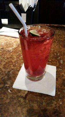 Refreshing Frida Kalo Margarita, blueberries, raspberries, lime, ginger ale & tequila.