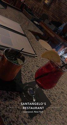 Mixed berry Sangria and traditional Moscow Mule