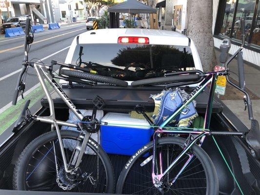 Bikes loaded up for the journey home.