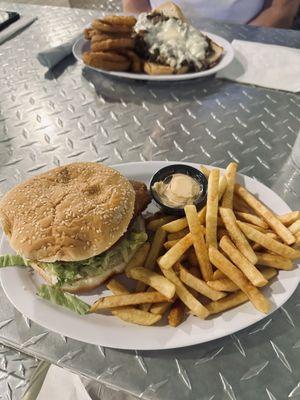 I had the fish and my partner had the Philly cheesesteak. Lots of food and very good!