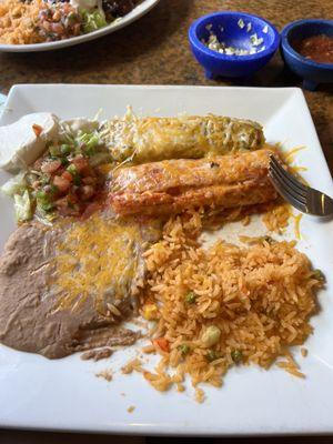 Pork tamales with red and green sauce