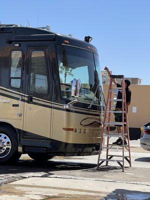 Hand Drying the large RV