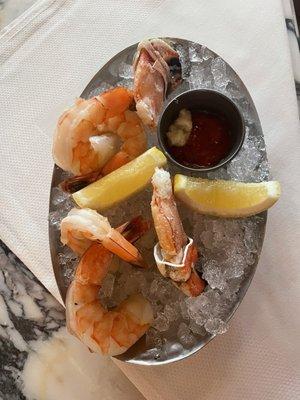 Shrimp cocktail and Jonah crab claws from the raw bar