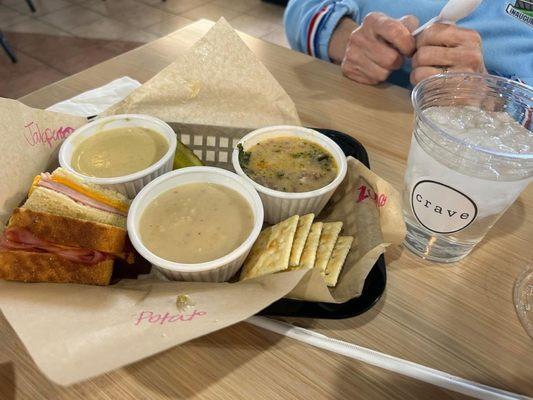 Soup sampler and sandwich