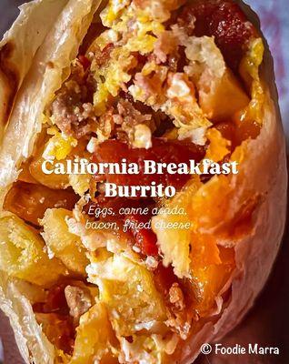 Eggs, carne asada, bacon, fries and cheese