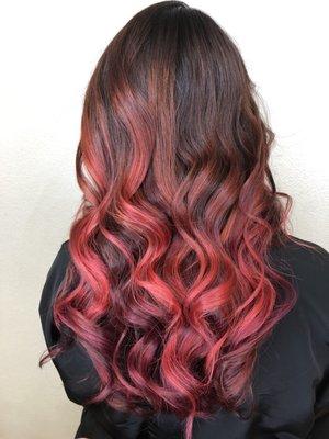 Red balayage.