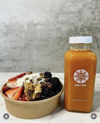 Coconut yogurt berries bowls and morning sunrise