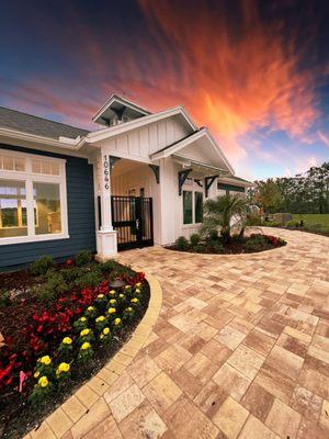 Our amenity entrance during sunset, captured by a resident.