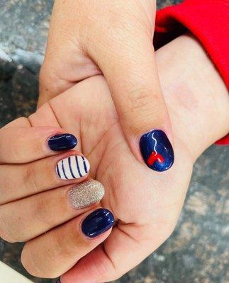 Red white blue nails for American