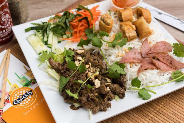 1. Quickly Grilled Beef & Pork Patties Vermicelli Bowl