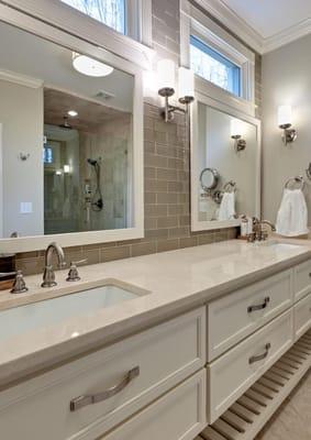 Replace your traditional vanities lights to new wall sconces to brighten your bathroom with more lighting on your bathroom.