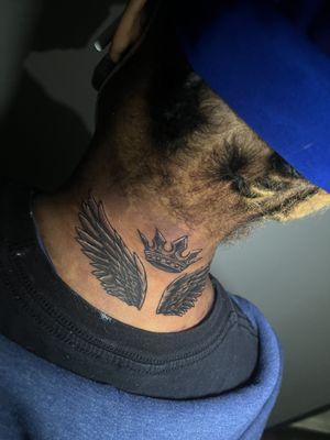 King With Wings Tattoo By Terrance Sawyer.