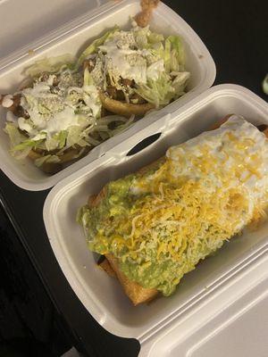 Chimichanga was the size/weight of a small baby and absolutely smothered in sour cream, guac, and cheese