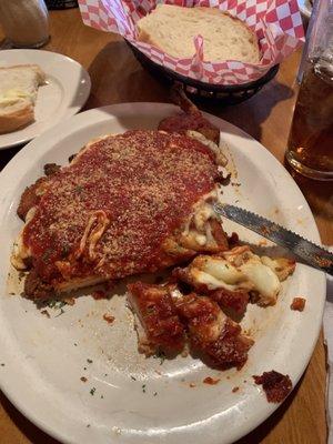 Chicken Parmigiana after I tore into it...