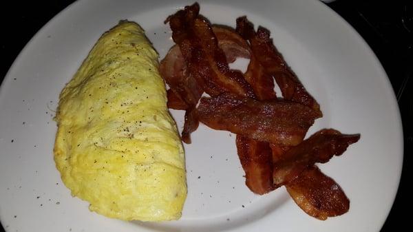 The breakfast buffet offers custom-made omelets and lots of bacon!