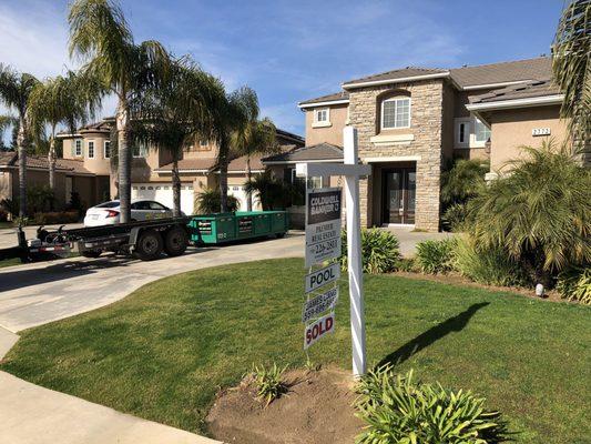 7 yard dumpster for a  newly sold home. Contractor will be removing the floor and adding a new one. In beautiful Clovis.