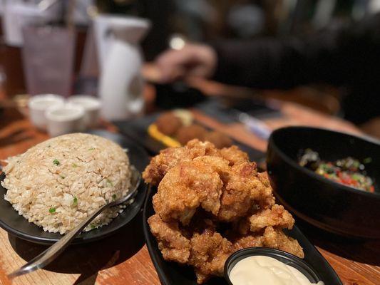 Crab fried rice and Japanese Fried Chicken