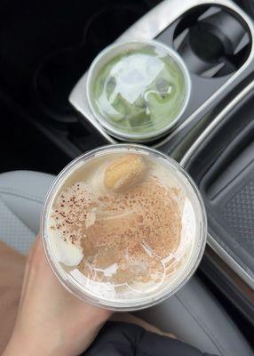 Tiramisu Latte and Tencha Matcha Latte | IG: xstina.eats