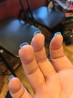 Glue and nail polish on my fingers.