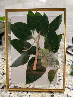 Table Numbers with gold paint, torn Deckled edge paper and fresh greenery