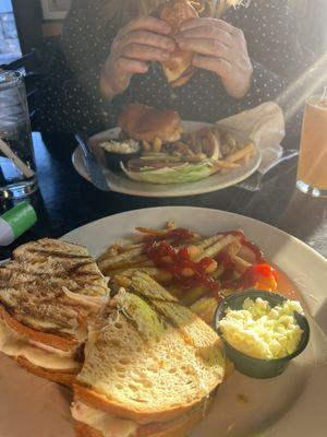 Burger (no joke) and a Rueben