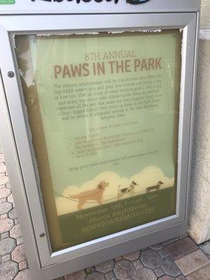 Upcoming event: Paws in the Park, 11-13-21 11am to 5pm