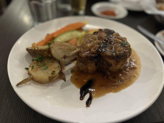 Delicious double pork chop.