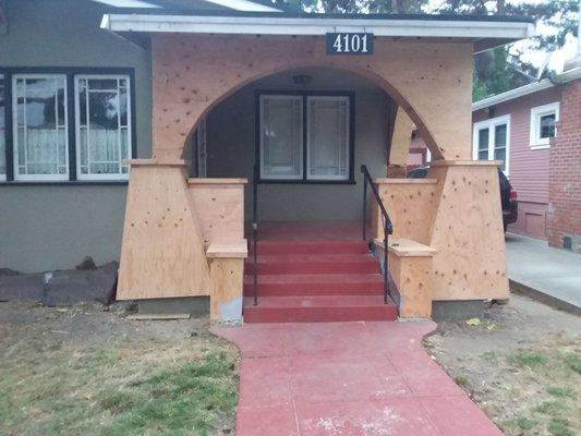 1st stage after demolition- rebuilt porch (sorry, forgot to take pics of demo)