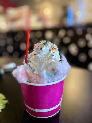 Cotton candy rolled ice cream