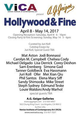 Hollywood & Fine Art Show in A.G. Geiger Bookstore Gallery | Opening on Saturday, April 8, 2017