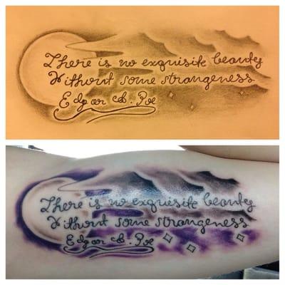 My drawing and the tattoo Allen did on my arm