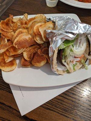 Gyro and homemade potato chips