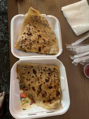 Quesadillas were huge and delicious