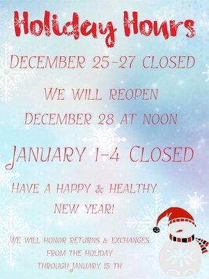 Holiday Hours