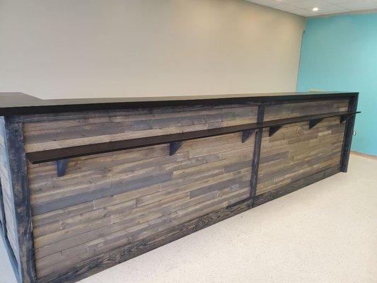 This beautiful bar was built for a new Ruston business.  It is on castors and can be taken apart in large sections for portability.